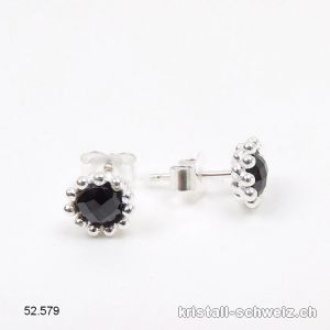 Ohrstecker Spinell schwarz facettiert 8 mm aus 925 Silber