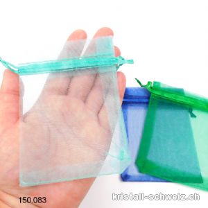 Set 3 Organza Beutel blau - dunkle grün - hellgrün 11 x 8,5 cm. SONDERANGEBOT