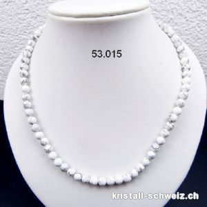 Halskette Magnesit - Howlith weiss 6 mm / 45 cm