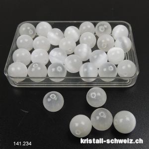 Selenit weiss, Kugel gelocht 8 mm