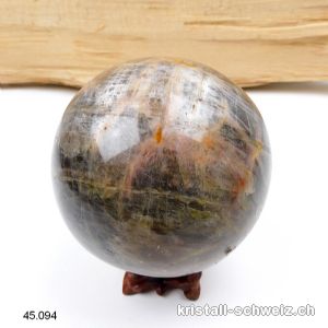 Kugel Mondstein schwarz aus Madagascar Ø 8,5 cm. Einzelstück