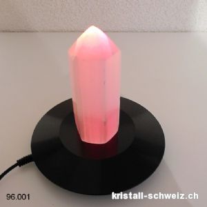 Selenit Spitze mit LED-Leuchthalterung. SONDERANGEBOT