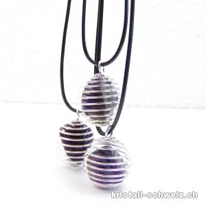 Anhänger Amethyst Metallspirale mit Lederlook-Kette. SONDERANGEBOT