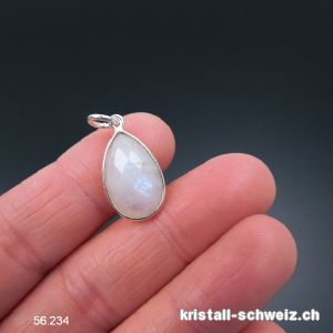 Anhänger Mondstein Regenbogen, Tropfen aus 925 Silber