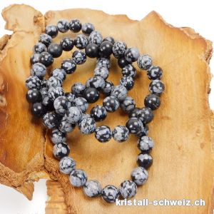 Armband Obsidian Schneeflocken 8 - 9 mm / 16 - 16,5 cm. Grösse S