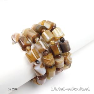 Armband Achat Kaffee gebändert 12 mm, elastisch 18,5 - 19 cm. Sonderangebot