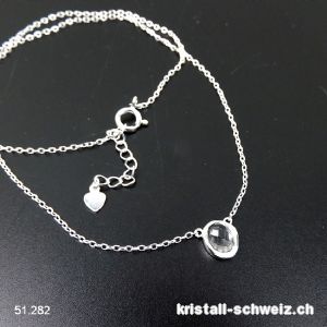 Anhänger Bergkristall mit Ankerkette aus 925 Silber. Einstellbar 41 - 44 cm