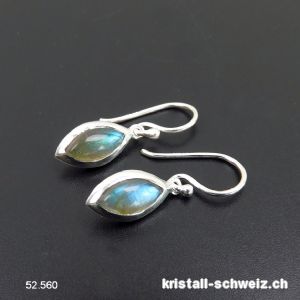 Ohrhänger Labradorit Navette aus 925 Silber