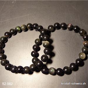 Armband Obsidian Regenbogen - schwarz 8 mm, elastisch 18,5 - 19 cm