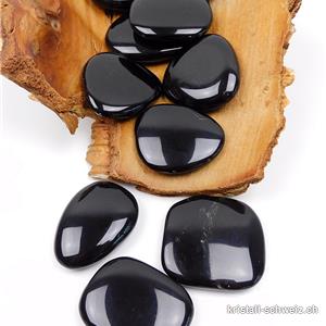 Obsidian schwarz flach 4 - 4,5 cm. Größe L-XL