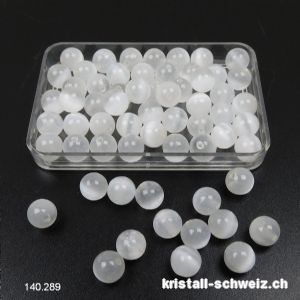 Selenit weiss, Kugel gelocht 6,5 mm