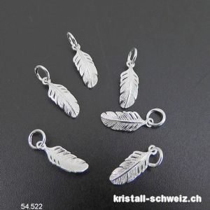 Charm Feder gebogen aus 925 Silber, 12 mm