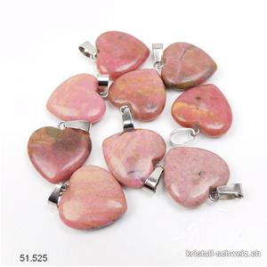 Anhänger Rhodonit rosa Herz2 cm, Metallöse