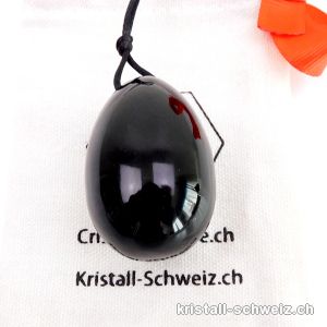 1 YONI Ei Obsidian schwarz 4,5 x 3 cm. Grösse L. Gebohrt