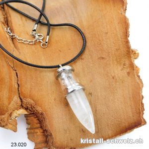 Pendel Bergkristall ca. 5 cm mit Lederlook-Kette verstellbar