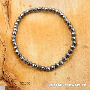 Armband Hämatit facettiert 4 mm / 18,5-19 cm. Grösse M-L