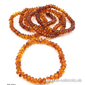 Armband Bernstein Cognac 7 - 8 mm, elastisch 18 cm. Grösse SM