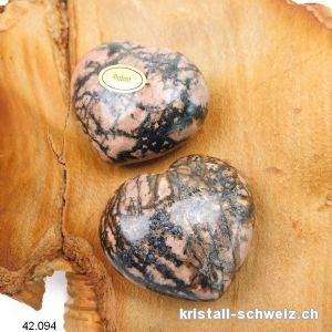 Herz Rhodonit 4,5 x 4 x 2,3 cm, bauchig