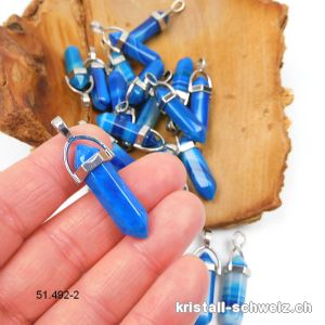 Anhänger Achat blau Doppelender an Metall 4 cm. Sonderangebot