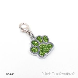 Charm Tierpfote GRÜN 1,6 cm, aus Metall mit Verschluss