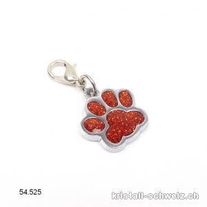 Charm Tierpfote DUNKLE ORANGE 1,6 cm, aus Metall mit Verschluss