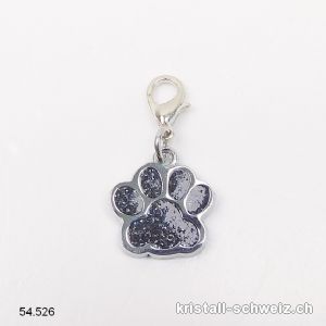 Charm Tierpfote SCHWARZ 1,6 cm, aus Metall mit Verschluss