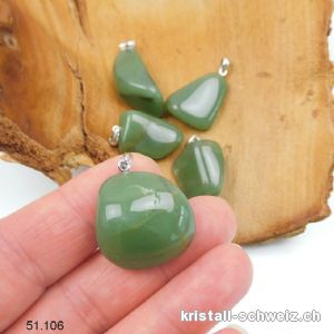 Anhänger Chalcedon grün - Chromchalcedon 2 - 3 cm an Silberöse. Sonderangebot