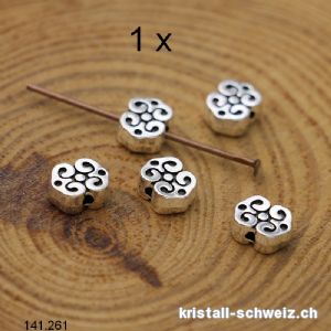 Zwischenteil Blume aus Metall versilbert 7 x 5,5 x dick. 3 mm