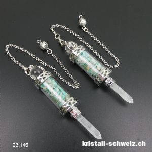 Pendel Amazonit und Bergkristall, ca. 8 cm. Sonderangebot