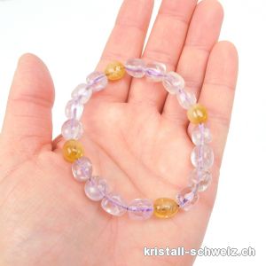 Armband Amethyst hell - Citrin 8-10 mm / 18,5 cm. Unikat