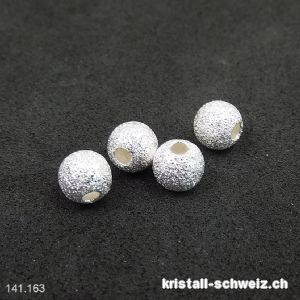 Perle 6 mm/Bohrung 1,5 mm, 925 Silber diamantiert hell