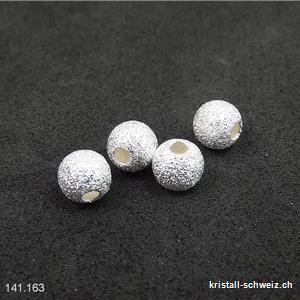 Perle 6 mm/Bohrung 1,5 mm, 925 Silber diamantiert hell