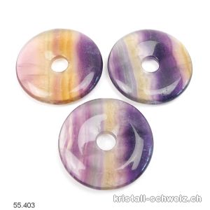 Fluorit Regenbogen, Donut 4 cm. A-Qual. mit Gelbfarbe