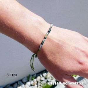 Armband Achat - Moosachat 3,5 mm, verstellbar ca. 17 bis 19 cm. Gr. S bis M