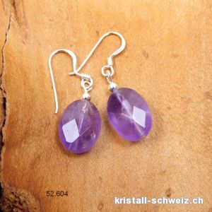 Ohrhänger Amethyst oval facettiert aus 925er Silber