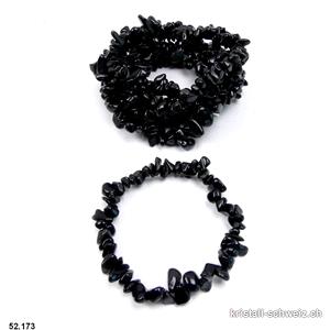 Armband Obsidian schwarz - geräuchert, elastisch 16,5 - 17 cm. Gr. XS-S