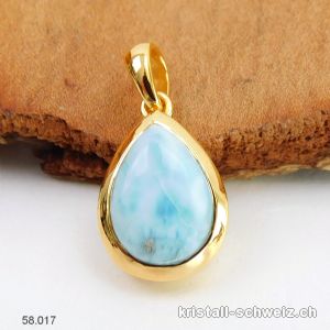 Anhänger Larimar aus 925 Silber vergoldet. Unikat