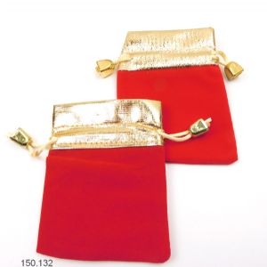 1 Samtbeutel Rot - Gold ca. 9 x 7 cm. Sonderangebot