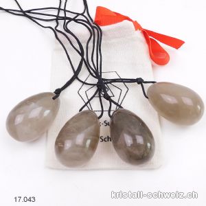 1 Ei YONI Rauchquarz 4 x 2,5 cm. Grösse M. Gebohrt
