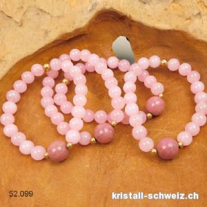 Armband Rosenquarz - Rhodonit 8 mm / 18 cm. Gr. M