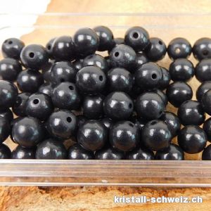 Schungit satiniert, Kugel gebohrt 6 mm