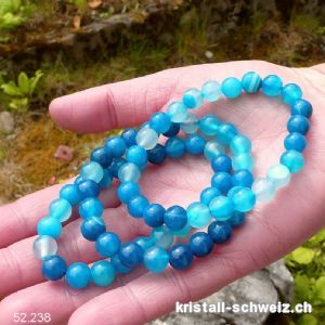 Armband Achat blau 8 mm, elastisch 18 cm