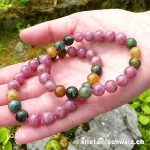 Armband Turmalin bunt 8,5 mm / 18 cm. Gr. M