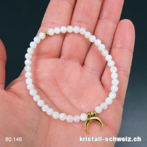Armband Mondstein weiss 4 mm / 18 cm mit MOND