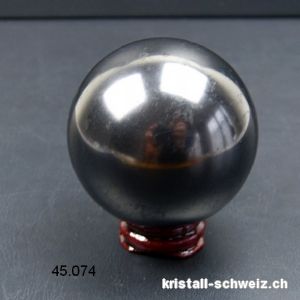 Schungit Kugel 6,2 cm, mit Holzständer