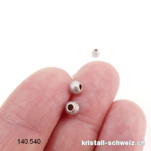 1 x Perle aus 925 Silber, diamantiert hell 4 mm / Bohrung 1,2 mm. SONDERANGEBOT