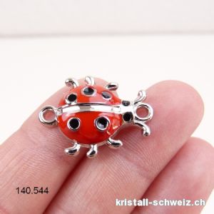 Zwischenteil Marienkäfer mit 2 Ösen, aus Metall 2,5 x 2 cm. SONDERANGEBOT