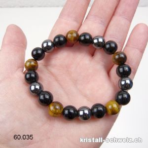 Armband Tigerauge-Hämatit-Obsidian 10 mm/19-19,5 cm