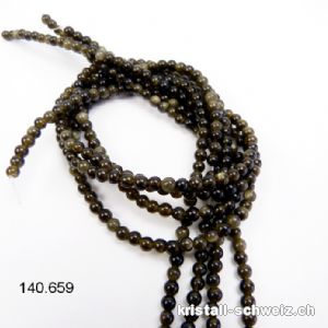 Strang Obsidian gold und geraucht 4,5 mm / 39 cm, ca. 90 Kugeln