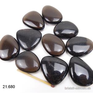 Obsidian geräuchert - Rauchobsidian flach 3 - 3,5 cm. Größe M